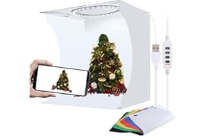 PULUZ Photo Studio Light Box, Portable Folding Photo Light Box with Ring Light and 6 Colors Backdrops,Light Box Photography for Small Size Products