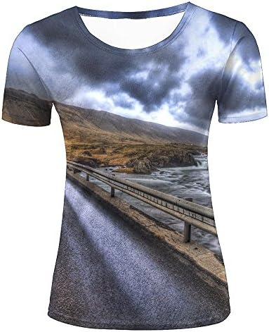 Womens 3D Printed Casual Summer Tees Shirts Barren Hills - Retro Style Graphic Crewneck Short Sleeve Novelty T-Shirts XL