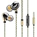 Vost in Ear Headphones Wired Earphones Earbuds Bass Metal headsets with Microphone Button Control for Sports Running Gym Exercise Jogging (Golden)