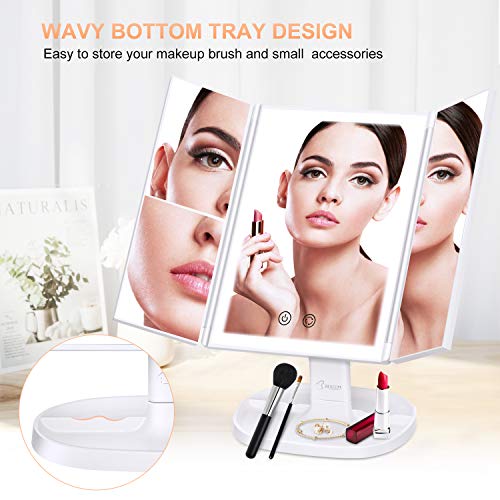 BESTOPE Makeup Vanity Mirror with Lights,3 Color Lighting Modes 72 LED Trifold Mirror with Touch