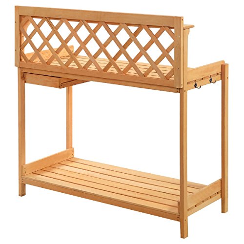 Potting Bench Outdoor Garden Work Bench Station Planting Solid Wood Construction
