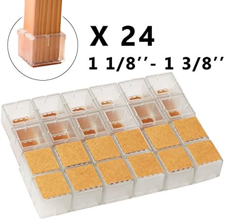 Chair Leg End Caps Chair Leg Floor Protectors Pads for Chair Legs Bottoms Anti Slip Furniture Table Covers Floor Scratch Protector Square (24 Pack)