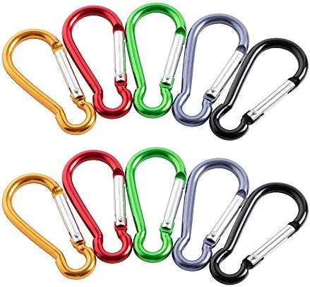 Home Master Hardware Aluminum Carabiner Clip 2" Spring Snap Keychain Hook Carabiner Clip Set Colorful for Home Spring Snap Link Key Chain Fishing Keychain Clip Hook Outdoor 10 Pack