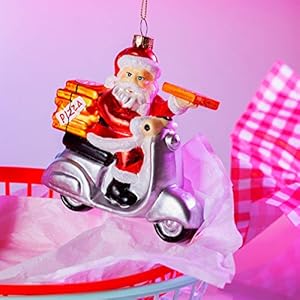 Sass & Belle leuk eten Pizza Levering kerstman vorm Bauble
