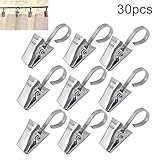 Bonayuanda 30pcs Thickening Stainless Steel Curtain Clips With Hook,Photos Clamp,Home Decoration Arts & Crafts Outdoor Party Wire Holder