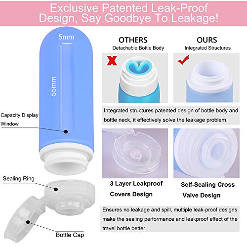 18Pcs Travel Bottles Set, REERON 3Oz Leak Proof Silicone Travel Containers TSA Approved, Refillable Toiletries Travel Tubes Accessorie & Spray Bottles & Cream Jars, For Cosmetic Shampoo Lotion Liquids