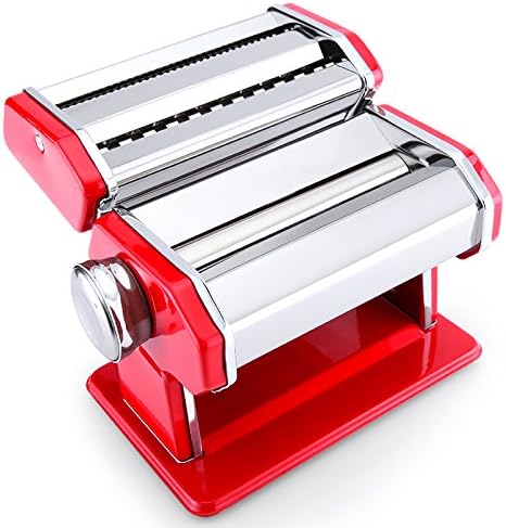 HOMSPORT Pasta Maker Stainless Steel Fresh Red Pasta Maker 150 Roller Machine 6 Adjustable Thickness Settings for Spaghetti Fettuccini or Lasagna