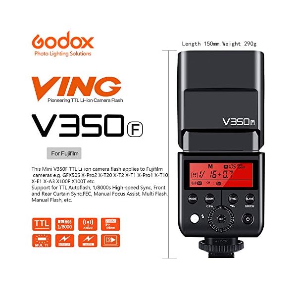 GODOX V350F TTL Flash Speedlite Mini Blitz HSS 1/8000S GN36 2000mAh Wiederaufladbare Akku Master Slave Kamera Blitzgerät… – Bild 5