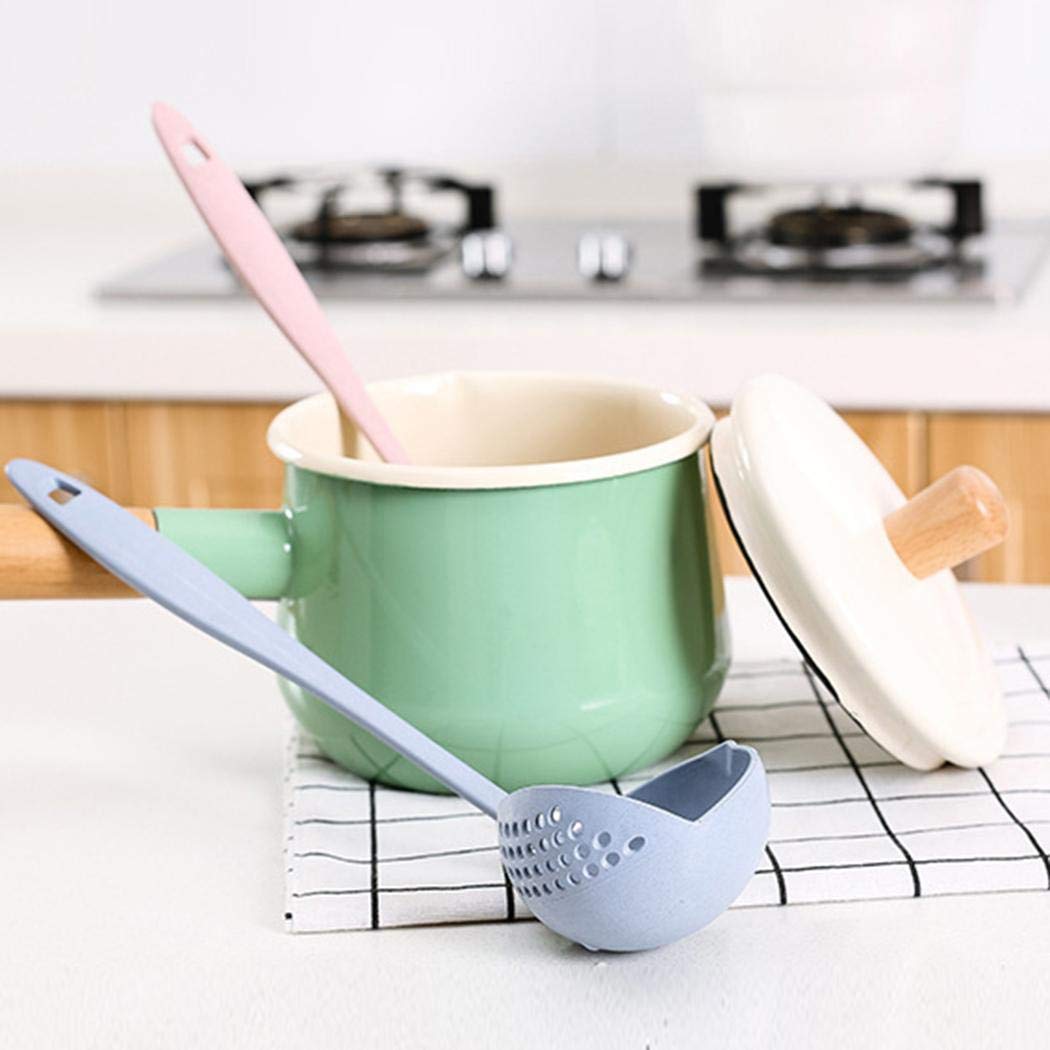 linselles 2 in 1 Kitchen Long Handle Soup Spoon Colander, Hot Pot, Soup Vegetable Drain etc Daily Useful Cooking Tools, Blue