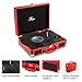 Vinyl Stereo Red Record Player 3 Speed Portable Turntable Suitcase Built in 2 Speakers RCA Line Out AUX Headphone Jack PC Recorder