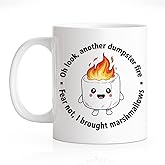 RZHV Oh Look, Another Dumpster Fire Fear Not, I Brought Marshmallows Coffee Mug, Sarcastic Office Gifts for Men Women Work Friends, Promotion New Job Gifts for Coworkers Team Employees Boss Leader