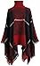 QZUnique Women Poncho Sweater Knit Turtleneck Cape Pullover Shawl Tassels Plaid