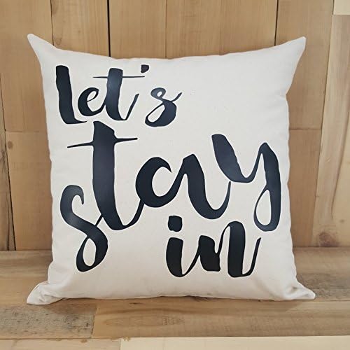 Let's Stay In Rustic Modern Cotton Canvas Throw Pillow
