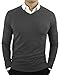 CC Perfect Slim Fit V Neck Sweaters for Men | Lightweight Breathable Mens Sweater | Soft Fitted V-Neck Pullover for Men Dark Charcoal
