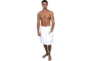 TowelSelections Mens Shower Wrap Adjustable Cotton Terry Bath Gym Cover Up with Snaps