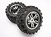 Traxxas E-Maxx Brushless * 4 MAXX TIRES, INSERTS & SS BLACK CHROME 17mm WHEELS *