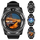 Padcod V8 Sports Smartwatch Bluetooth 4.0 Message Push, Sedentary Reminder, Pedometer, Sleep Monitoring Wristband for iOS/Android Phone (Black+Black)