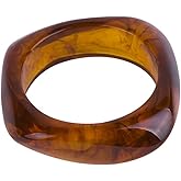 Pingyongchang Multiple Color Square Acrylic Resin Bangle Bracelet Resin Wide Irregular Geometric Plastic Wristbands Cuff Bangle Bracelet for Women Gifts Jewelry