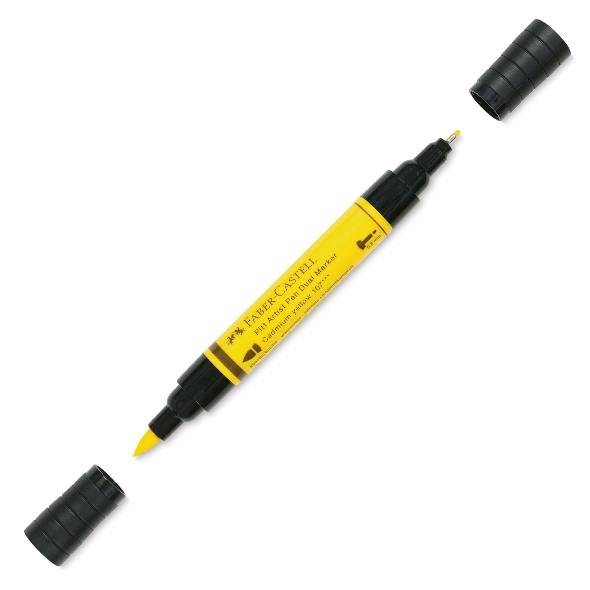 Faber-Castell Art & Graphic Pitt Artist Pen Dual Marker India Ink, Cadmium Yellow, Single Pitt Pen, For Art, Craft, Drawing, Sketching, Home, School, University, Colouring