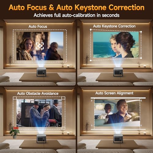 Alwtniet 4K Projector with Google TV, Native Full HD 1080p, Mini Home Theater Projector, Bluetooth, WiFi, Small and Smart, Short Distance, Auto Focus, 6D Keystone Correction, for