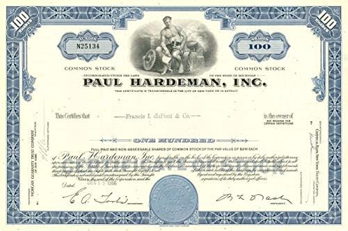 Amazon Com Paul Hardeman Inc Stock Certificate Entertainment Collectibles