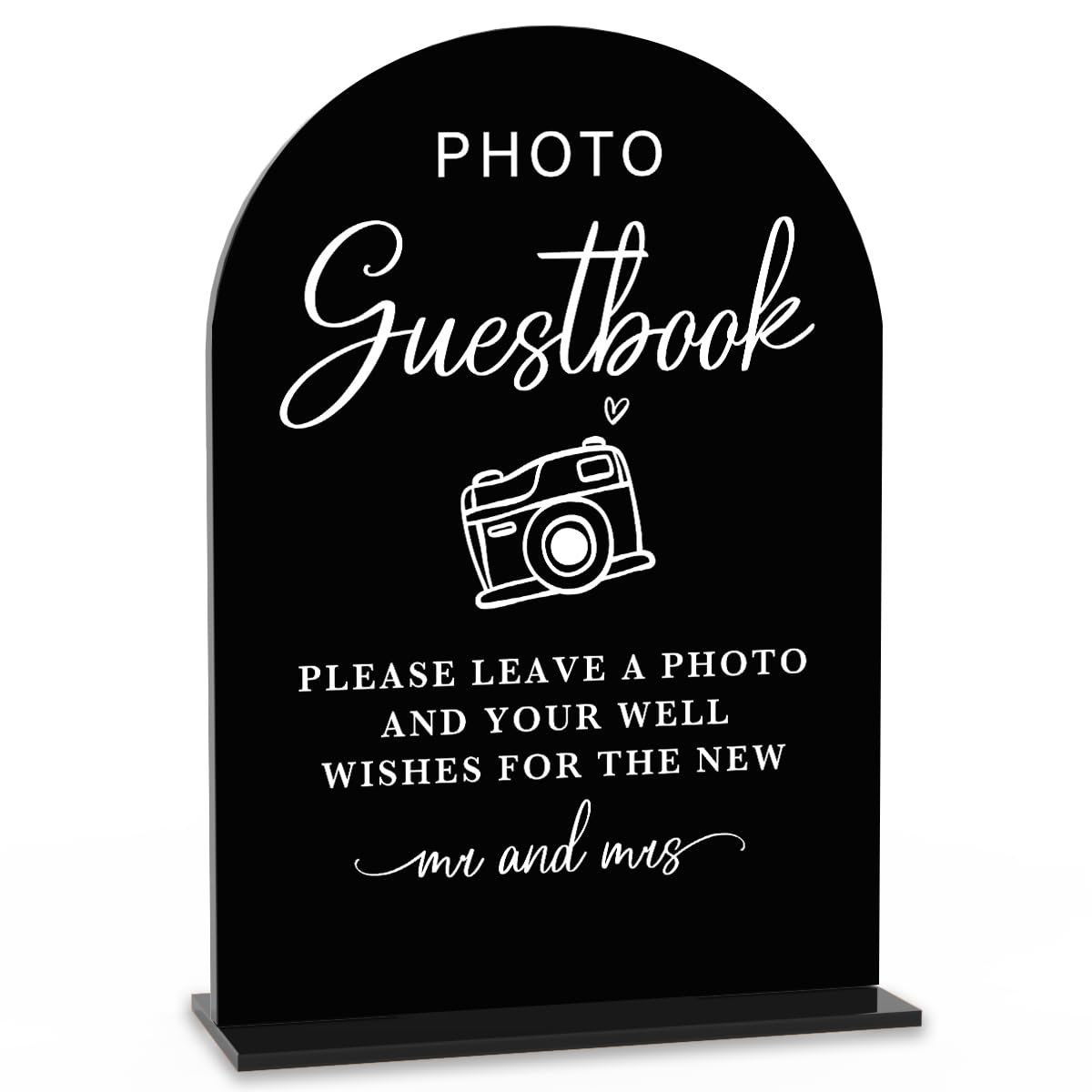 Photo 1 of Acrylic Wedding Sign Photo Guestbook Sign for Wedding Wedding Signs for Ceremony Modern Calligraphy Arch Acrylic Table Top Sign for Wedding Reception and Event Party Table(black?