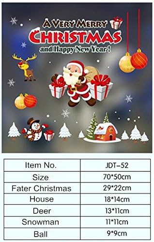 YIBOO Christmas Snow Reindeer Santa Claus Snowman Wreath Tree Shop Window Wall Stickers Static Sticker Vinyl Decal Xmas Decor (52)