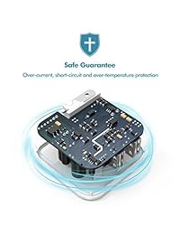 Cargador de pared USB doble para viajes iClever de 4,8 A y 24 W, con tecnología SmartID, enchufe plegable para iPhone, iPad, Samsung Galaxy, HTC Nexus Moto Blackberry, auriculares Bluetooth, Power Bank y más, Color blanco, Blanco