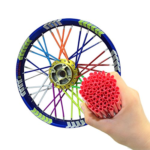 TESWNE 72Pcs Motorcycle Dirt Bike Wheel Rim Spoke Covers Wrap Decor Protector (White)