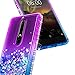 Nokia 6.1 Case, Nokia 6 2018 Case, (NOT for Nokia 6 2017) NageBee Glitter Liquid Quicksand Waterfall Floating Flowing Sparkle Shiny Bling Diamond Shockproof Girls Cute Case -Purple/Blue