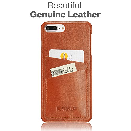 KAVAJ iPhone 8 Plus iPhone 7 Plus Case Leather Tokyo Cognac-Brown Slim-Fit Genuine Leather iPhone 8 Plus Wallet Case Leather Bumper Case With Business Card Holder Cover for Apple iPhone8 Plus
