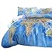 Sleepwish World Map Bedding Duvet Cover Set for Kids Vivid Printed Childrens Bedding Full Size Bedspread