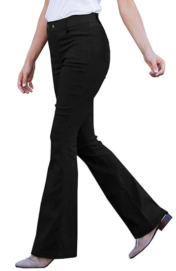high waisted black bootcut trousers