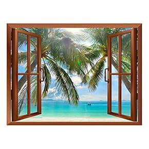 Palm Trees on Tropical Beach Removable Wall Sticker/Wall Mural - 36"x48"