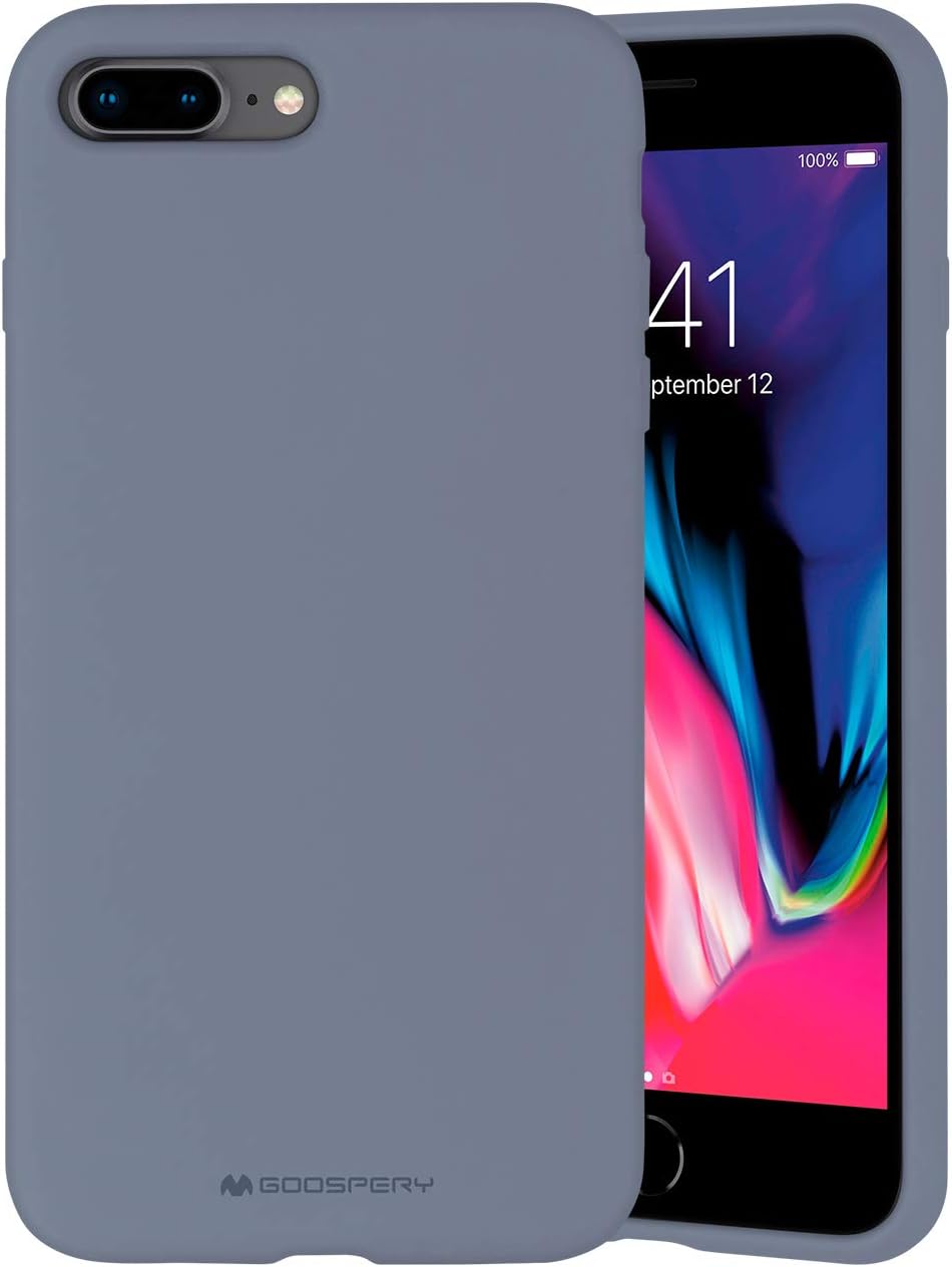 Goospery Liquid Silicone Case for Apple iPhone 8 Plus & iPhone 7 Plus (5.5 Inch) Jelly Rubber Bumper Case with Soft Microfiber Lining (Lavender Gray) IP8P-SLC-LGRY