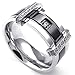 KONOV Mens Cubic Zirconia Stainless Steel Ring, Charm Elegant Wedding Band, Black, Size 12