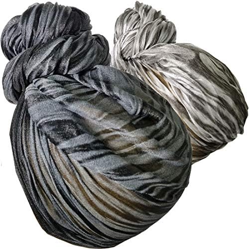 Stretch Head Wrap Scarf Turban - Long Black Head Scarf Wrap Turban Hair Scarf Tie Color Headband 1 or 2 Set