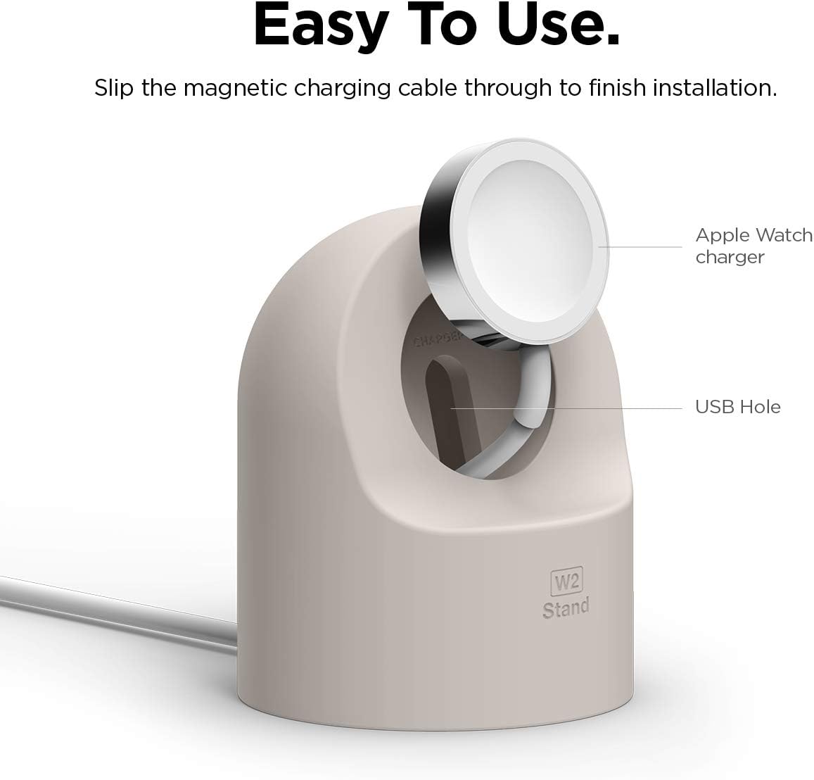 elago W2 Charger Stand Compatible with Apple Watch Series Ultra3/Ultra2/Ultra,11/10/9/8/7/6/5/4/3/2/1,SE3/SE2/SE (49mm,46mm,45mm,44mm,42mm,41mm,40mm,38mm) - Image 4