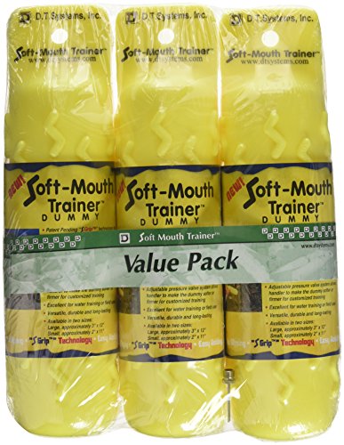 D.T. Systems Soft-Mouth Trainer Large 3-Inch by 12-Inch Plastic Dog Training Dummy, Opti Yellow, 3-Pack