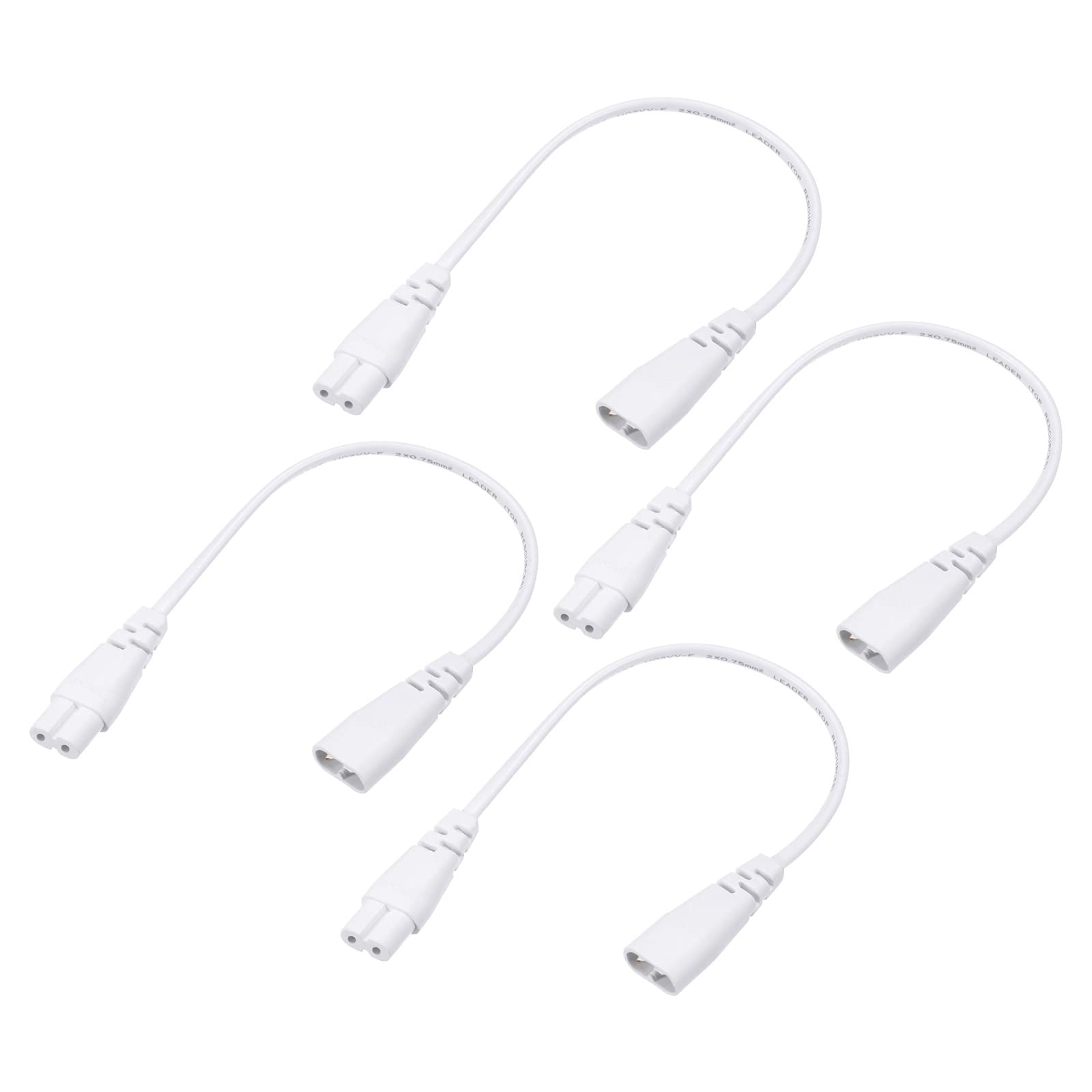 YOKIVE 4 Pcs T5 LED Tube Cable, Male to Female 2 Pin Extension Cord, Plug and Play, Great for Integrated LED Tube (White, 30cm / 1-Feet)