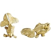 JSBWSFA 2PCS Goldfish Cabinet Knobs, Animal Knobs Cabinets and Drawers Knob for Cabinets Gold Drawer Knob Metal Dresser Pull 