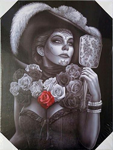 DGA Day of The Dead Great Dame of Death Stretched Wood Frame Canvas Wall Art 12x16 Inches - Catrina