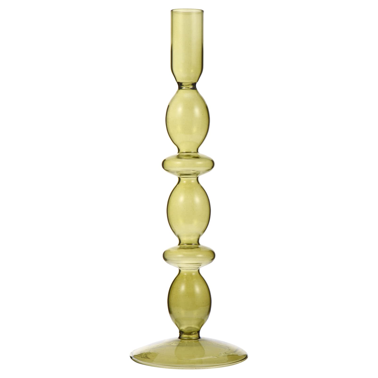 HEALLILY Glass Candle Holders Candlestick Candle Holders Table Centerpiece for Wedding Party Home Decoration Supplies, Dark Green