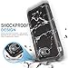 TJS Case for Samsung Galaxy J7 - Tempered Glass Screen Protector, Dual Layer Hybrid Shockproof Armor Marble Cover (Black)