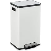 SIMPLI-MAGIC 13.2 Gallon (50L) Step Trash Can &ndash; Kitchen Garbage Can with Slow-Close Lid &ndash; Odor Control, Hands-Free, Easy to Clean, White