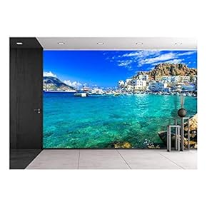 Beautiful Islands of Greece- Karpathos- Pigadia - Removable Wall Mural | Self-Adhesive Large Wallpaper - 66x96 inches