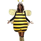 GUEMONG Women 4pcs Bee Halloween Cospaly Party Funny Animal Bee Adult Queen Costume