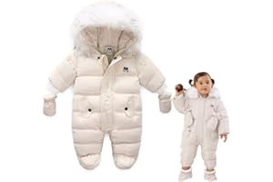 XIFAMNIY Baby Winter Snowsuit Coat Romper Outwear Hooded Footie Toddler…
