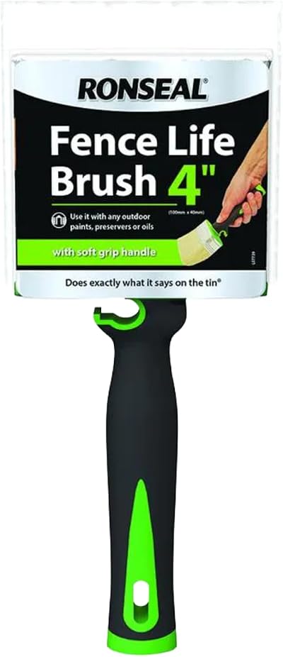 Ronseal CLEAR Fence Life Brush 37076 for Fence Coatings Wide Head Comfort Handle