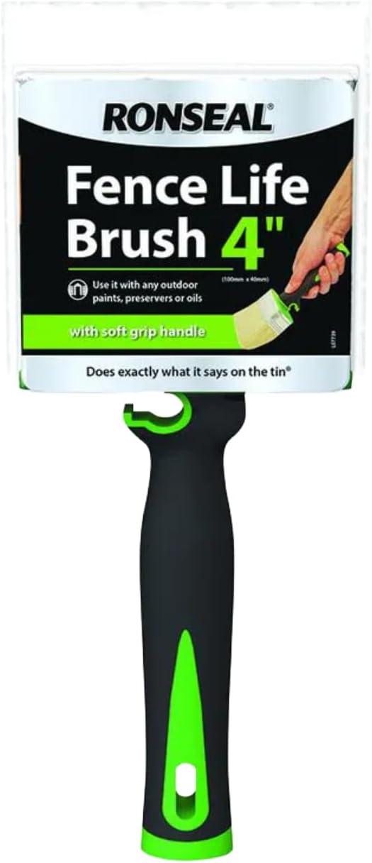 Ronseal CLEAR Fence Life Brush 37076 for Fence Coatings Wide Head Comfort Handle
